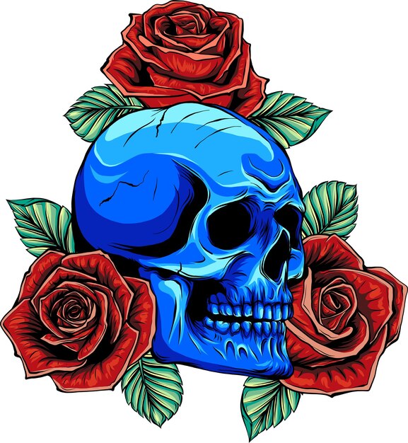 Ilustración de calavera con rosas.