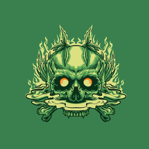 Ilustración de calavera verde