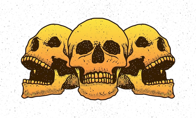 Vector ilustración de calaveras con estilo de dibujo a mano