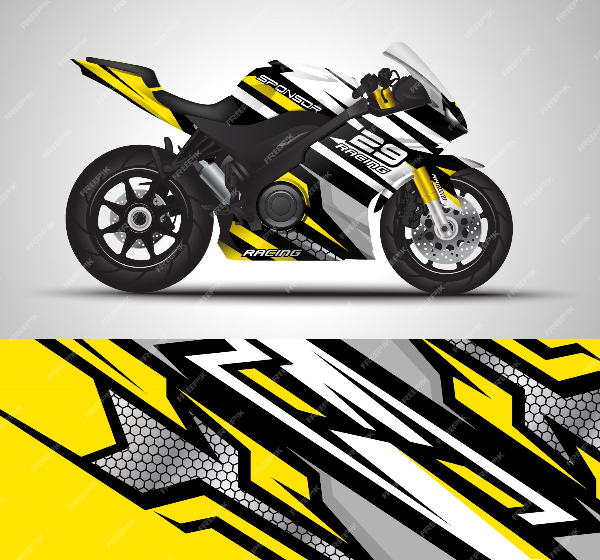 Ilustración de calcomanía de motocicleta de carreras | Vector Premium