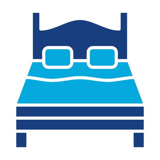 Ilustración de la cama doble en dos tonos