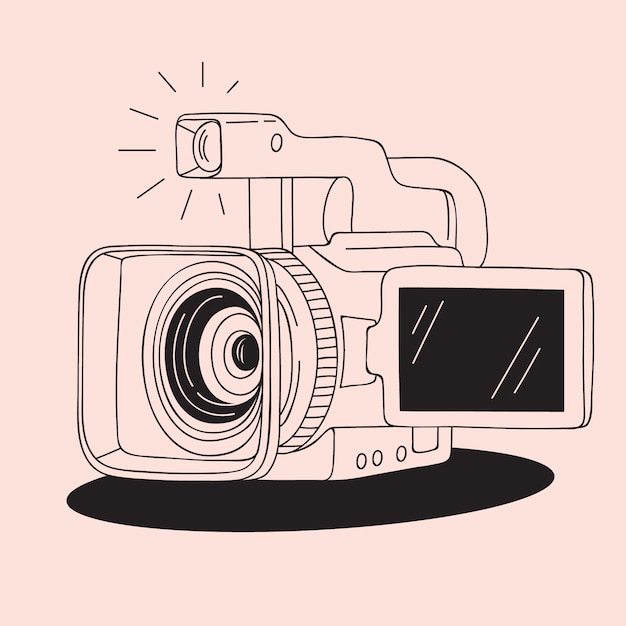 Ilustración de la cámara de video dibujada a mano