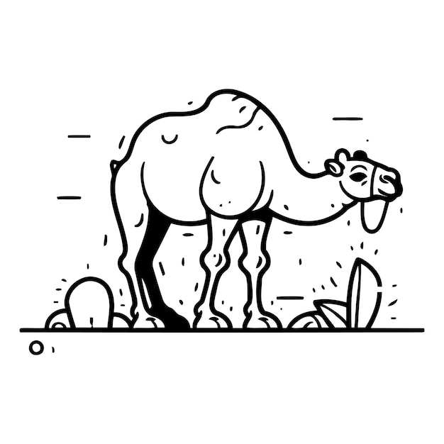 Ilustración de Camel Vector en estilo lineal plano sobre fondo blanco