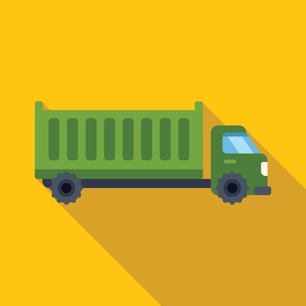 Ilustración de un camión de carga verde que entrega mercancías