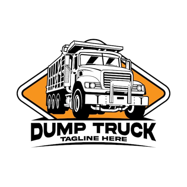 Ilustración de camión de descarga perfecta para el diseño del logotipo del servicio de equipos de construcción