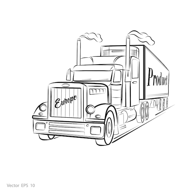 Ilustración de camión entrega de carga en camión.