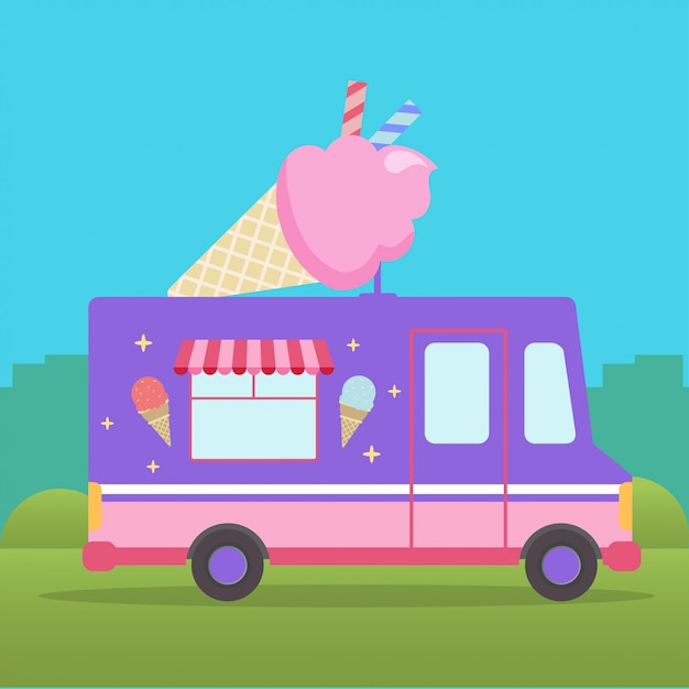 Vector ilustración de camión de helados