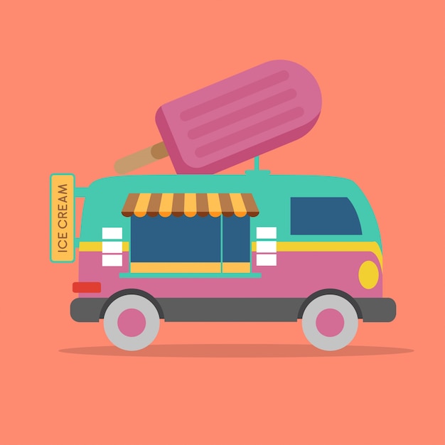 Vector ilustración de camión de helados