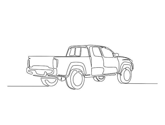 Ilustración de camioneta en un diseño de contorno simple