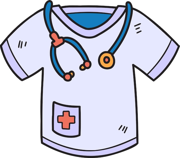 Ilustración de camisa de uniforme de médico dibujado a mano