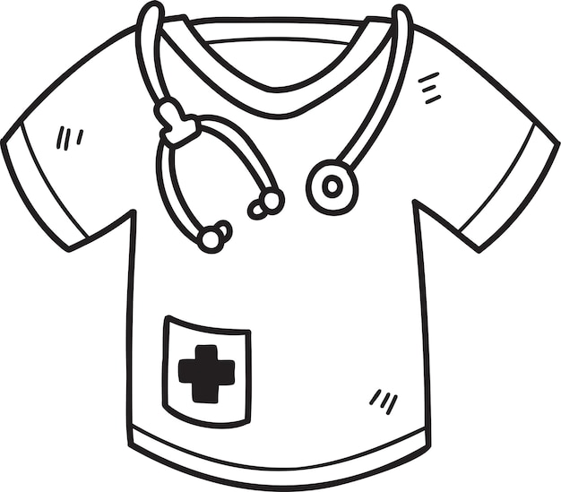 Ilustración de camisa de uniforme de médico dibujado a mano