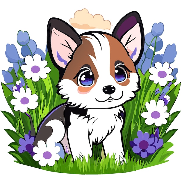 Vector ilustración de camiseta de aventura de flores silvestres de husky