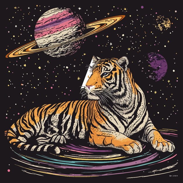 Ilustración de la camiseta de la cabeza de tigre