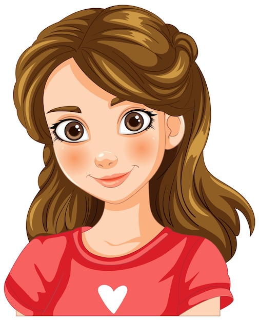 Vector ilustración de la camiseta de la chica sonriente con corazón