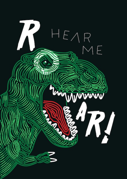 Vector ilustración de una camiseta o cartel con el mensaje hear me roar