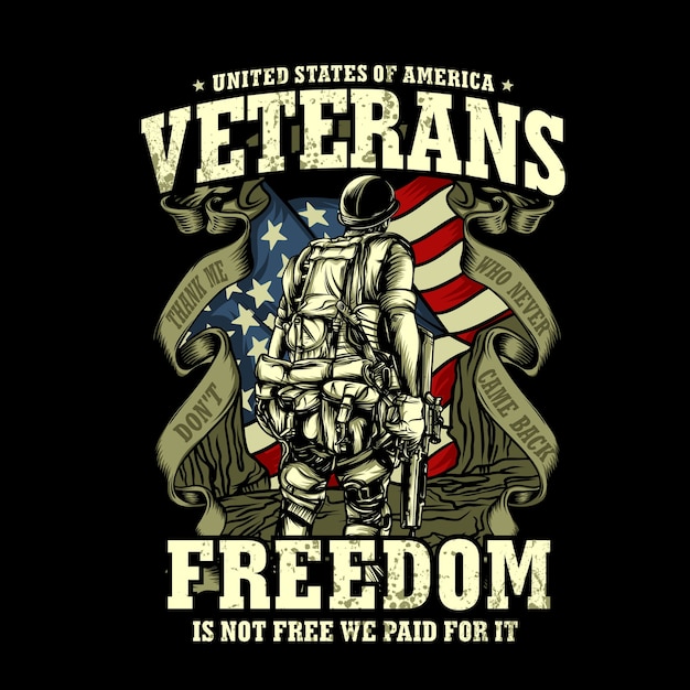 Ilustración de camiseta de veterano del ejército