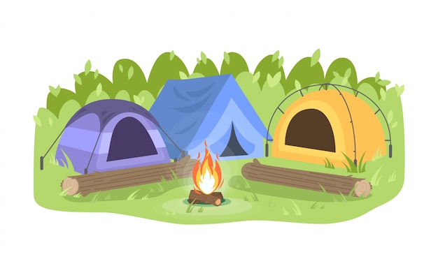 Ilustración de campamento de día semi