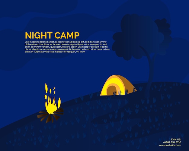 Ilustración de campamento nocturno