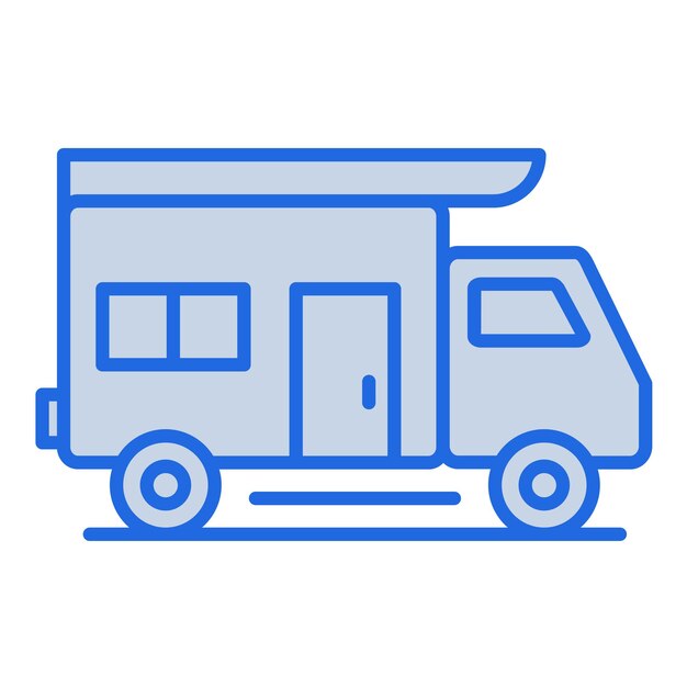 La ilustración de Camper Van en tono azul.