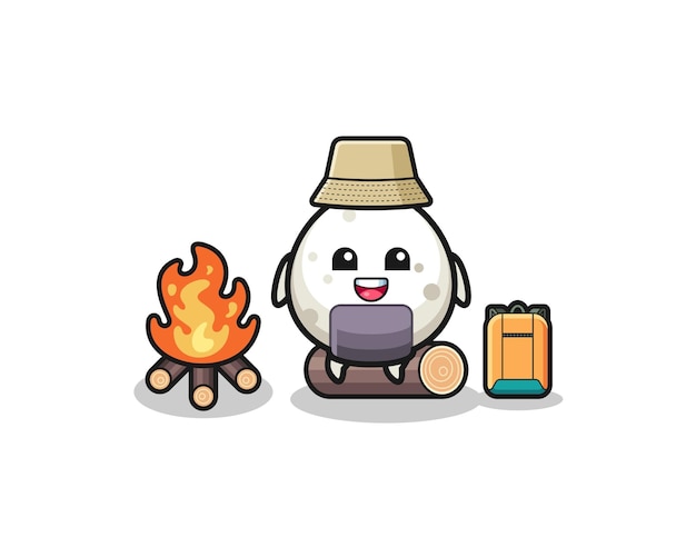 Ilustración de camping de la caricatura onigiri