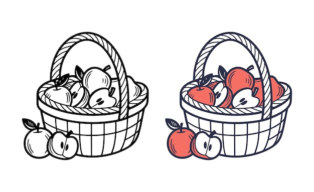 Ilustración de la canasta de manzanas