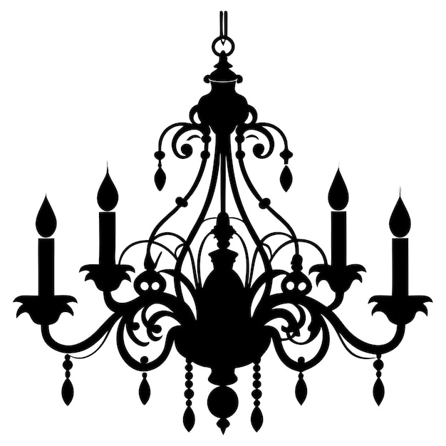 Ilustración de candelabro vectorial en blanco y negro