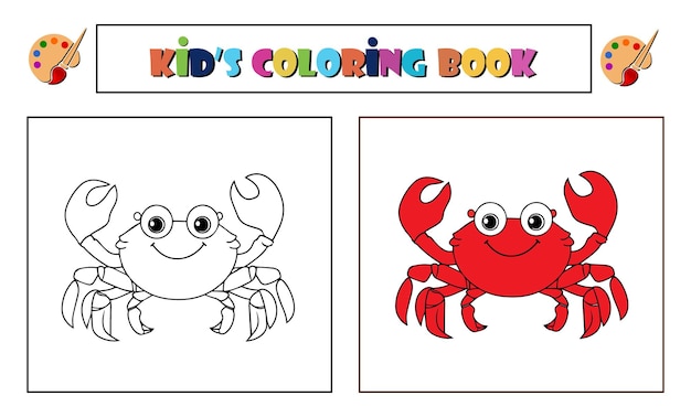 Una ilustración de cangrejo para niños libro de colorear