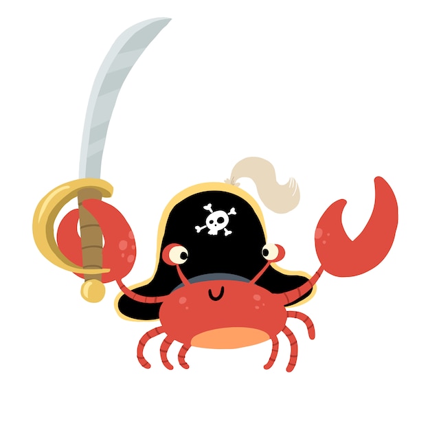 Vector ilustración de cangrejo pirata