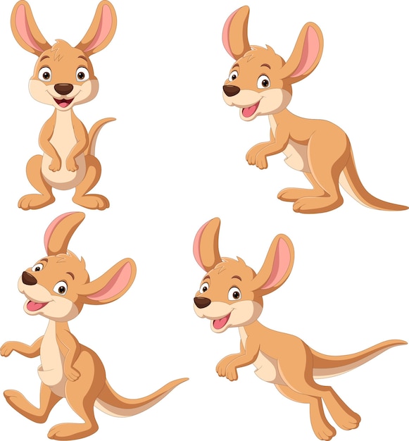 Ilustración de un canguro feliz de dibujos animados
