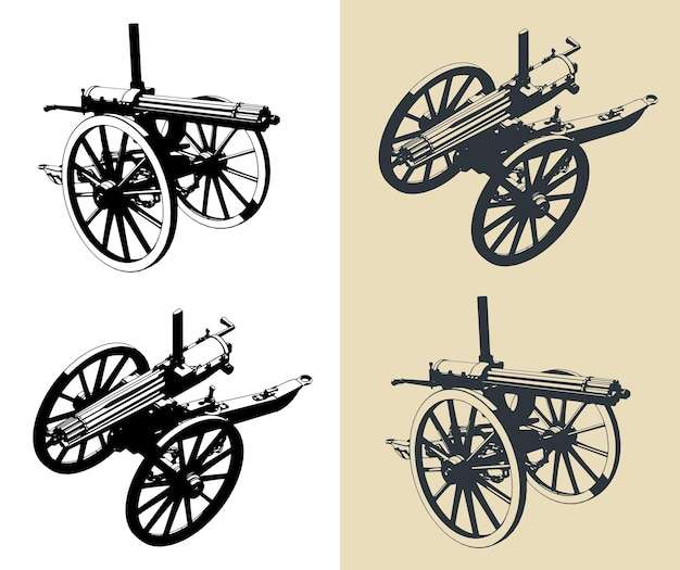 Ilustración del cañón Gatling
