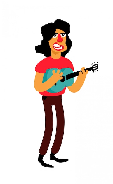 Vector ilustración de un cantante con una guitarra.