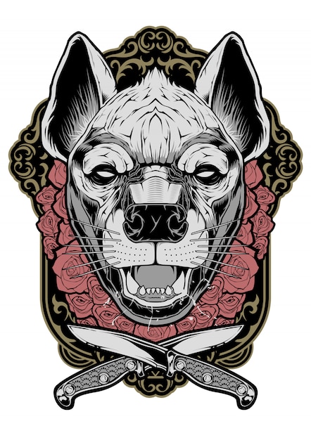 Ilustración de cara de hiena