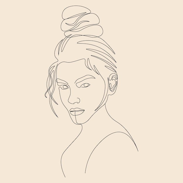 ilustración de cara de mujer estética de una línea de arte