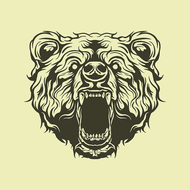 Ilustración de cara de oso enojado
