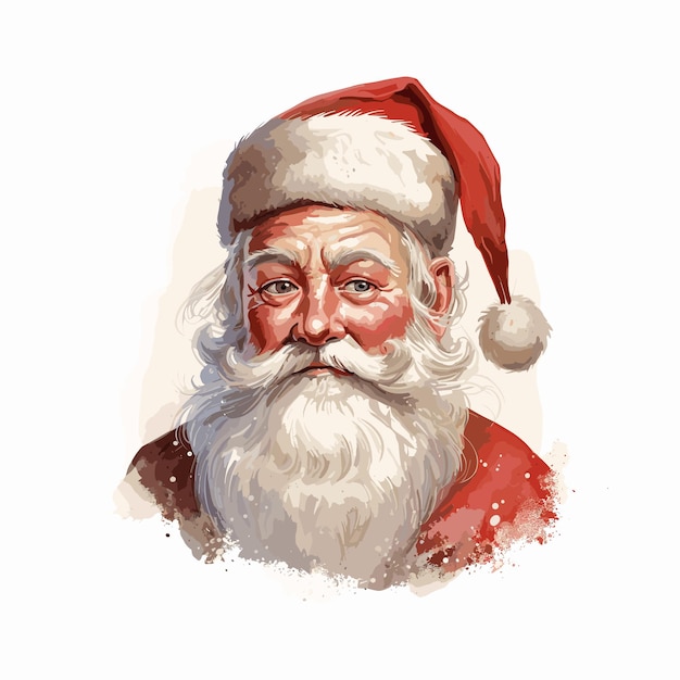 Ilustración de cara de Papá Noel vintage