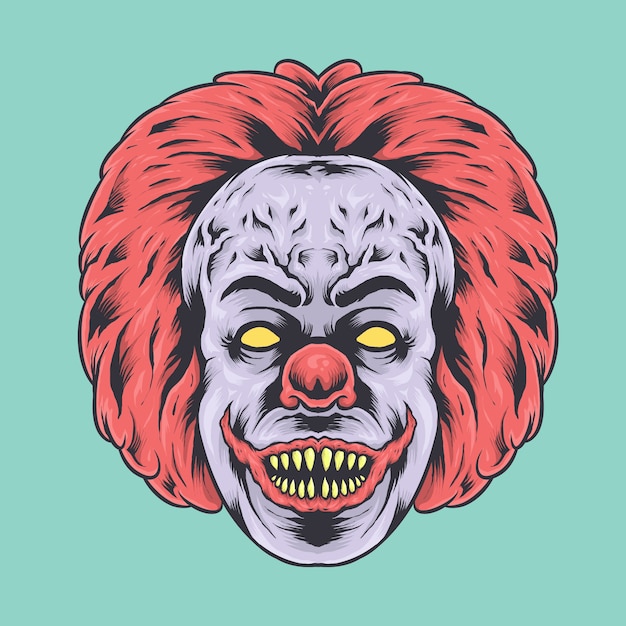Ilustración de cara de payaso aterrador