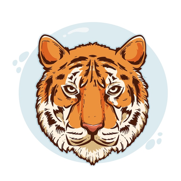Ilustración de cara de tigre dibujada a mano