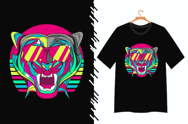 ilustración de cara de tigre para diseño de camiseta