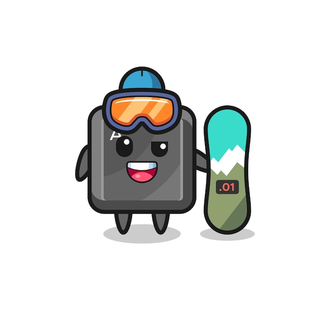 Ilustración del carácter del botón del teclado con estilo de snowboard