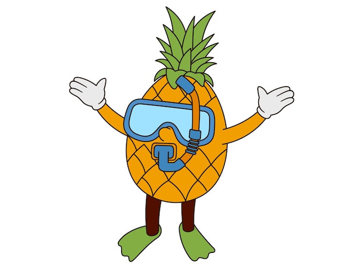 Vector ilustración del carácter de la fruta de la piña de verano
