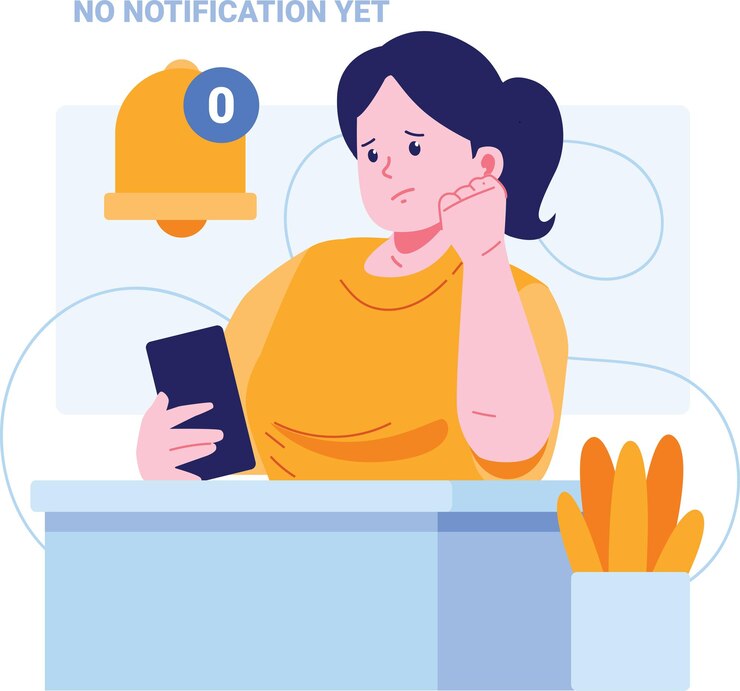 Ilustración de carácter de notificación vacía
