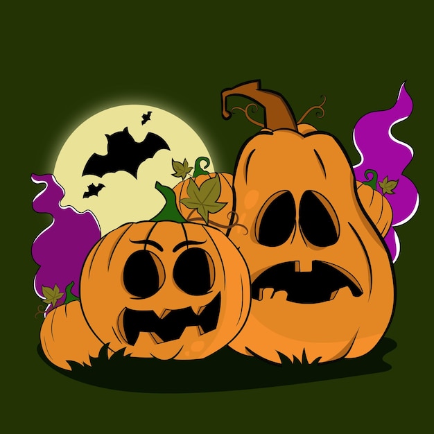 Ilustración de caras de halloween de calabaza