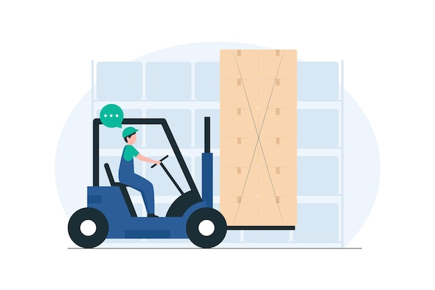 Ilustración de carga de cajas de operaciones eficientes de almacén