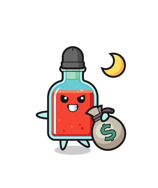 La ilustración de la caricatura de la botella cuadrada de veneno es robada el diseño lindo del dinero