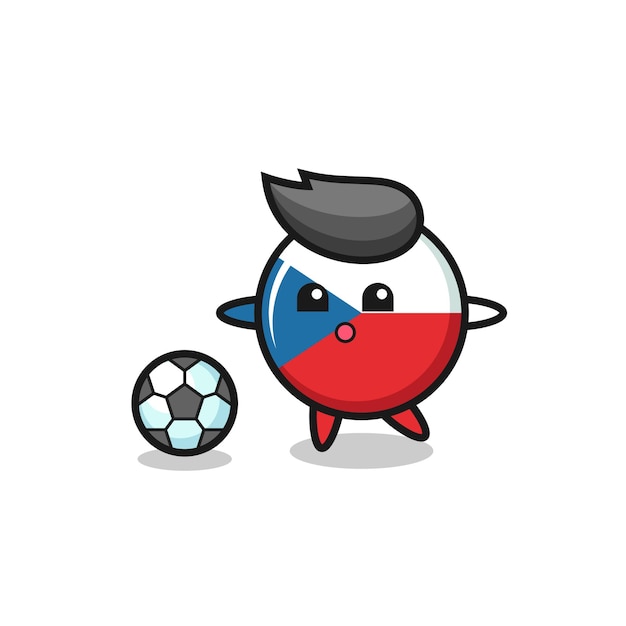 La ilustración de la caricatura de la insignia de la bandera checa está jugando al fútbol, diseño de estilo lindo para camiseta, pegatina, elemento de logotipo