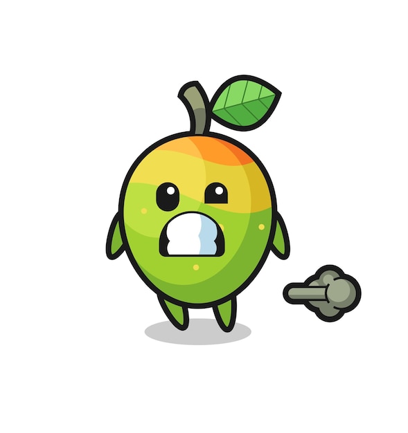 La ilustración de la caricatura de mango haciendo pedo, diseño de estilo lindo para camiseta, pegatina, elemento de logotipo