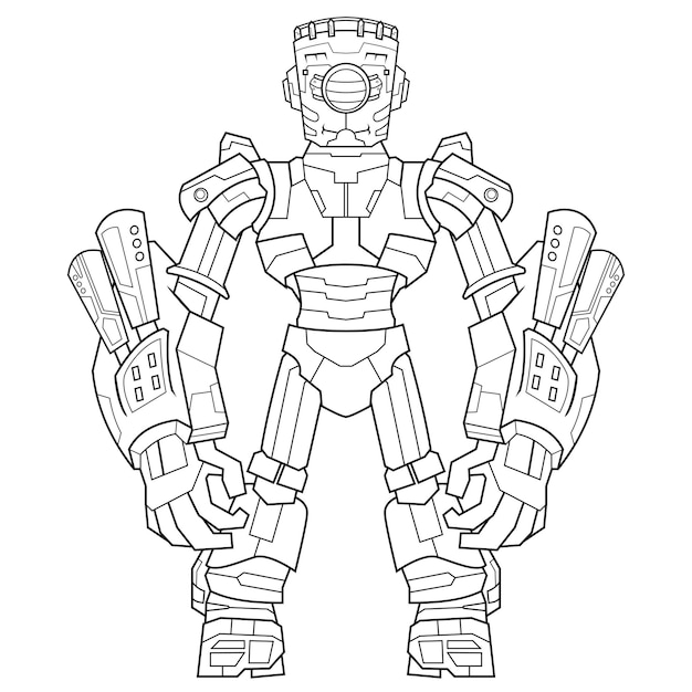ilustración en una caricatura Páginas para colorear Cute Robot android para niños en edad preescolar