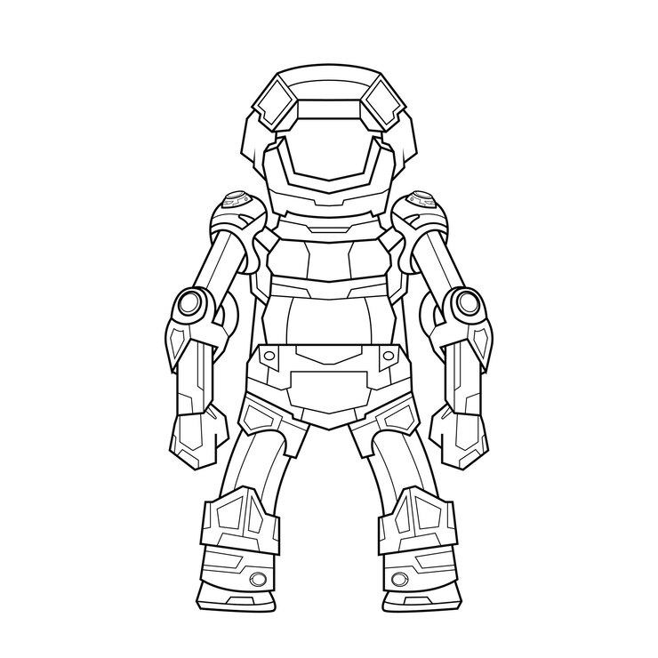 Vector ilustración en una caricatura páginas para colorear cute robot android para niños en edad preescolar