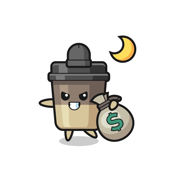 La ilustración de la caricatura de la taza de café es robada el dinero
