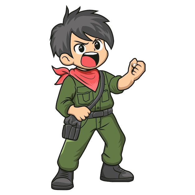 Ilustración de las caricaturas de Soldado